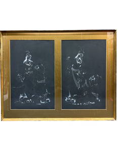 20th Century Persian Watercolor on Paper Painting: 20th Century Persian Watercolor on Paper Painting. Frame: 29” x 23”