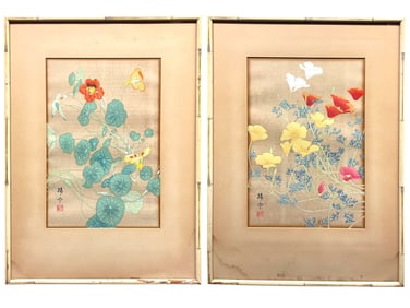 Pair of Japanese Watercolor on Paper