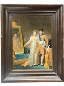 An Oil on Canvas Paining of a Loving Couple, French, 19th Century
