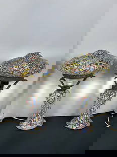 A Pair of Italian Millefiori Lamps: A Pair of Italian Millefiori Lamps. 10" x 6"