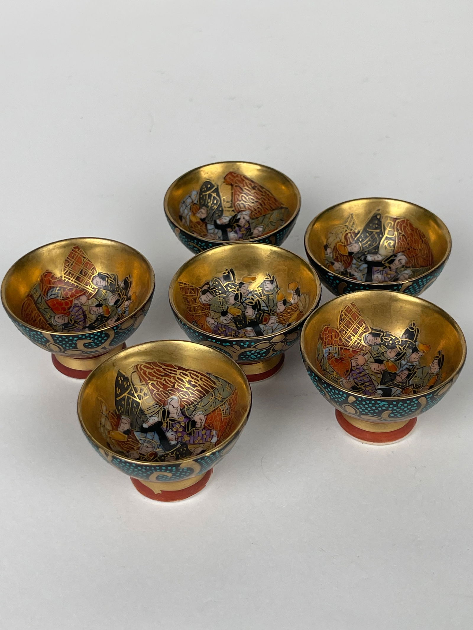 Lot Of 6 Kutani Suki Cups: Lot Of 6 Kutani Suki Cups 2” x 1-3/8”