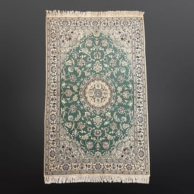 Nain Hand-Knotted Persian Rug, Made of the Best Wool and Flower-Dyed Colours Silk