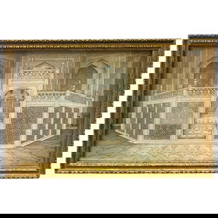 An Miniature Watercolor Painting of the Infamous Taj Mahal Marble Screen: A Miniature Watercolor Painting of the Infamous Taj Mahal Marble Screen. 6" x 4"