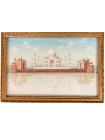 A Watercolor Miniature Painting of The Taj Mahal