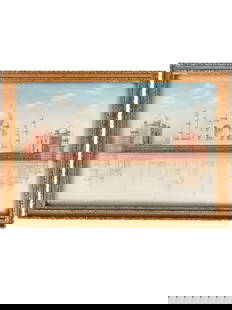 A Watercolor Miniature Painting of The Taj Mahal: A Watercolor Miniature Painting of The Taj Mahal. Frame: 6-1/2" x 4"