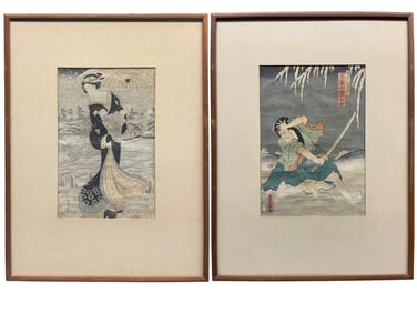 A Pair of Japanese Woodblock Paintings By Utagawa Kunisada (Toyokuni iii)
