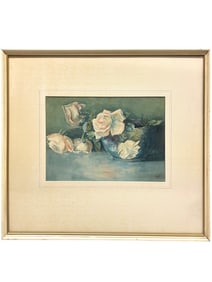 A Still Life Watercolor Painting of Roses Signed by Laura Wheeler (American, 1887-1948)
