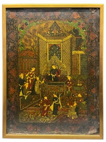 A Safavid Oil on Paper Mache Painting