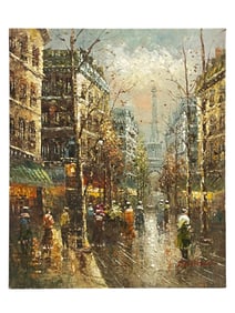 A Oil On Canvas Painting of Paris By R.Danford