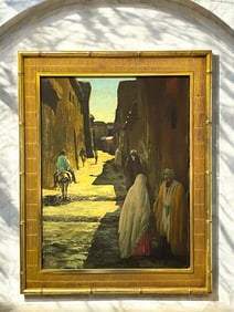 An Iranian Oil on Canvas Painting of Isfahan Street By Andro