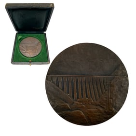 Commemorative of the Inauguration of the Sefid Roud Dam Bronze Pahlavi Medal 1962 / 1341  By Arthus