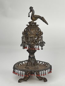 19th Century Persian Qajar Filgree Work Potpourri Bowl