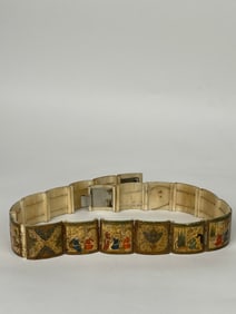A 20th Century Persian Hand Painted Bone Belt. Isfahan, Circa 1920