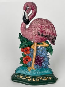 A Cast Iron Flamingo on Water Doorstop