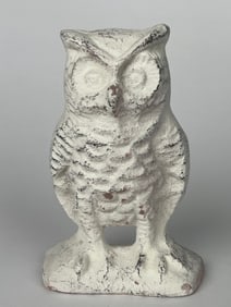 A Figure of a Standing White Owl Doorstop
