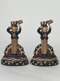Pair Of Uncle Sam Cast Iron Door Stops