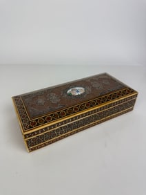 20th Century Persian Khatam, Silver & Enamel Box