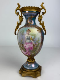 19th Century Sevres Hand Painted Porcelain Ormolu Mounted Vase