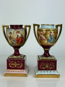 Pair of 19th Century Royal Vienna Hand Painted Vases