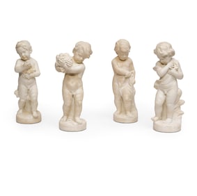 Set of Four Marble Figures Emblematic of the Four Seasons, Italy 18th Century