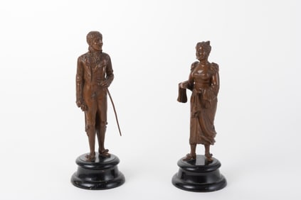 A Pair of Patinated Bronze Sculpture of a Couple