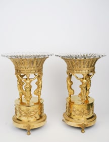 Pair Of 19th Century French Empire Gilt Bronze Centerpieces In The Manner Of Thomire