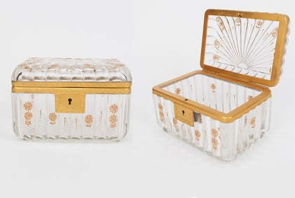 19th Century French Baccarat Gilt Bronze & Crystal Box