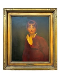 19th century Large Oil On Canvas Painting Of A Young Boy