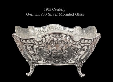 19th Century German Silver 800 Mounted Glass