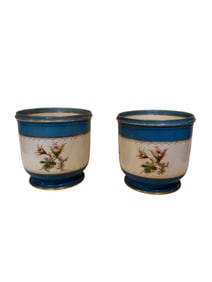 Pair of 20th Century Sevres Style Hand Painted Porcelain Flower Pots