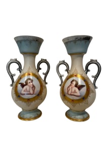 19th Century French Sevres Style Hand Painted Porcelain Vases
