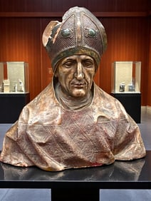 18-19th Century Terra Cotta Bust Sculpture of a Bishop Sealed with Wax Seal