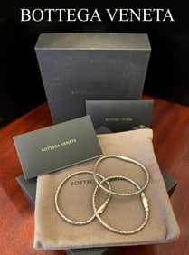 Set of 3 Bottega Veneta Sterling Silver intrecciato bracelets