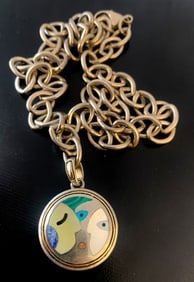 Asch Grossbardt Sterling & 18k Gold "Picasso" Charm Bracelet And necklace Set