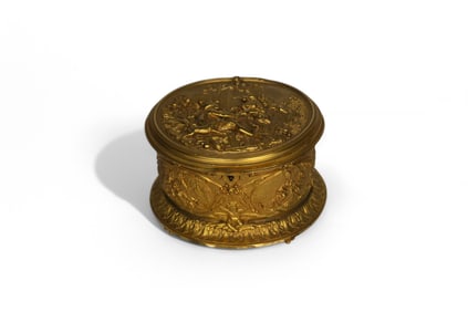 19th Century French Gilt Bronze Hinged Jewelry Box