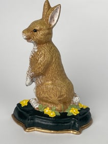 A Smiling Brown Bunny Cast Iron Doorstop