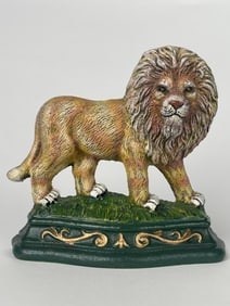 A Wild Lion on Grass Cast Iron Doorstop