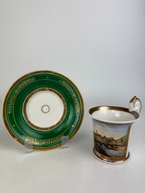 19th Century Sevres Style Hand Painted Cup & Saucer