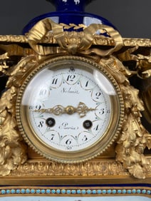 Monumental French Louis XVI Mounted Sevres Porcelain Clock Signed Schmit