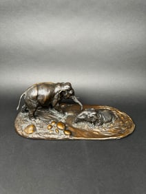Limited Edition Patinated Bronze Sculpture Of Playing Elephants, 20th Century, London