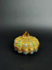 Late 19th Century/ Early 20th Century Enameled gilt Silver Filigree Jeweled Box