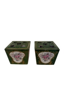 20th Century Sevres Style Hand Painted Porcelain Flower Pots