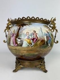 19th Century Sevres Style Ormolu Mounted Hand Painted Porcelain Centerpiece.