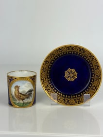 19th Century French Sevres Porcelain Hand Painted Cop & Saucer