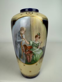19th Century Royal Vienna Hand Painted Porcelain Vase.