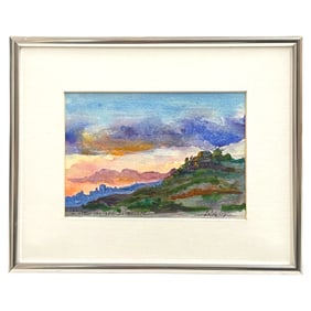 A Watercolor Landscape of Silver Lake, Los Angeles, California By Lolita L. Chin