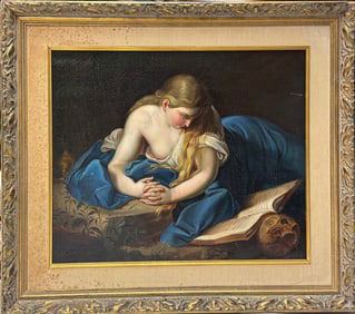 19th Century Oil on Canvas Painting of a Reclining Lady