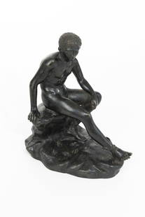 Grand Tour Patinated Bronze Figural Sculpture: Grand Tour Patinated Bronze Figural Sculpture 8-1/2"x7"