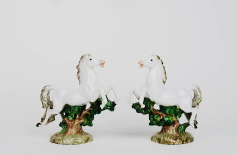 20th Century Pair of Italian Porcelain Figure Of Horses: 20th Century Pair of Italian Porcelain Figure Of Horses 8"x8"