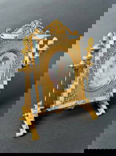 19th Century French Gilt Bronze Table Mirror: 19th Century French Gilt Bronze Table Mirror. 9"x7-1/2"